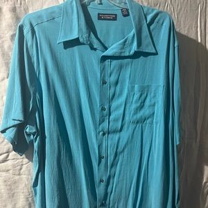 COPY - Roundtree & Yorke aquamarine short sleeve button down shirt, size 3xb